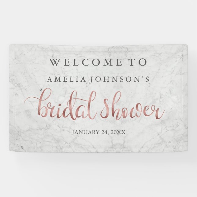 Hochzeitsbanner Marble Rose Gold Banner (Horizontal)