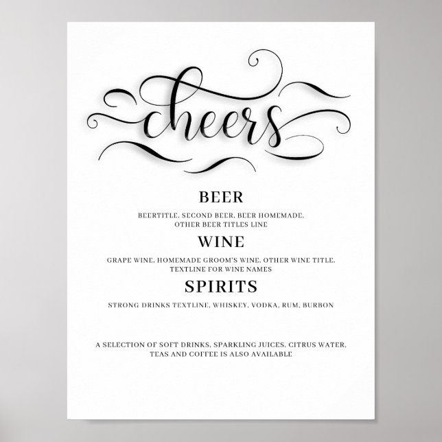 Hochzeitsbar-Schild 'Cheers' Poster (Vorne)