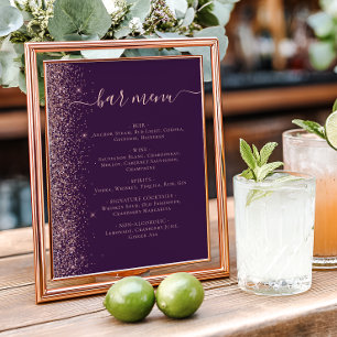 Hochzeitsbarmenü Purple Rose Gold Glitter Poster