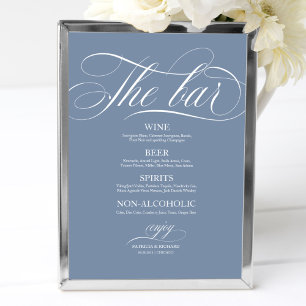 Hochzeitsbarmenü Schild Chic Dusty Blue