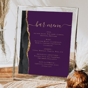 Hochzeitsbarmenü Schwarz Gold Achat Lila Poster