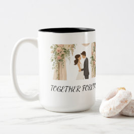 Hochzeitsbecher 'Für immer zusammen' Zweifarbige Tasse
