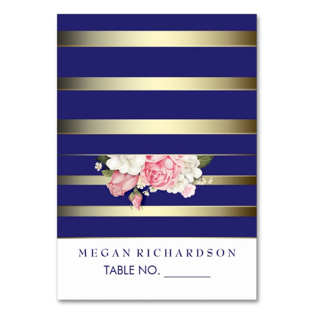 Hochzeitsbegleitkarten Blumenmarinekarten Vintage  Tischnummer (Vorderseite)