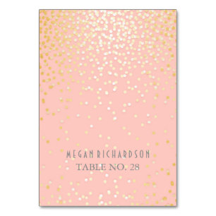 Hochzeitsbegleitkarten Rosa und Gold Konfetti Tischnummer