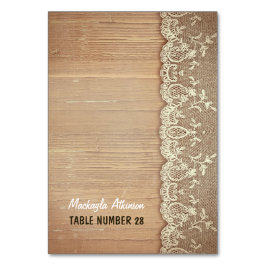 Hochzeitsbegleitkarten rustikale Holzspitze Tischnummer
