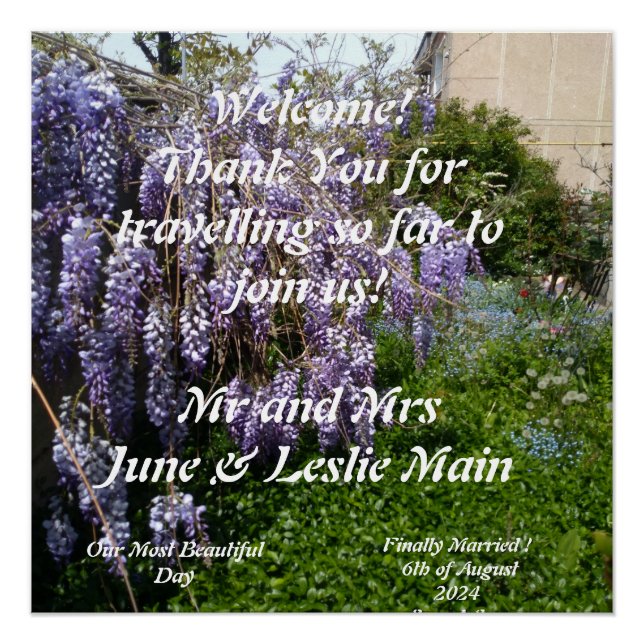 Hochzeitsbegrüßung Wisteria Poster (Vorderseite)