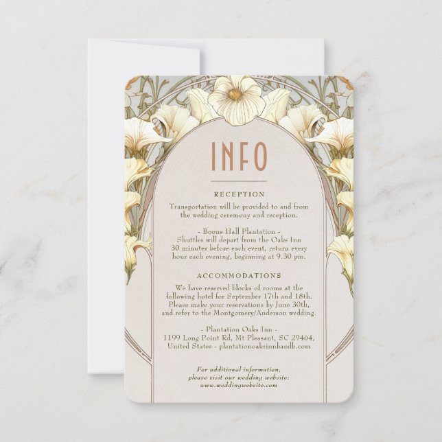 Hochzeitsbeilage INFO Vintages Jugendstil von Much Einladung (Vorderseite)