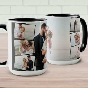 Hochzeitsbildmontage mit Zick-Zack-Fotostreifen Tasse