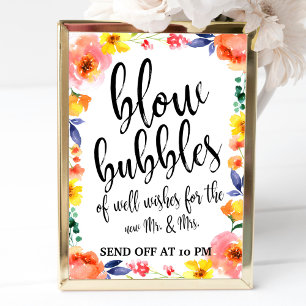Hochzeitsblasen Abschied Floral Günstiges Schild