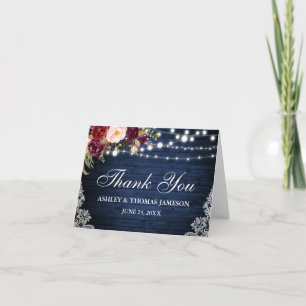 Hochzeitsblaue Holz-Blumenlichter-Spitze-Dankeskar Dankeskarte