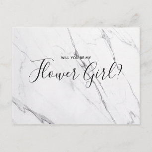 Hochzeitsblume White Marble Script Postcard Einladungspostkarte