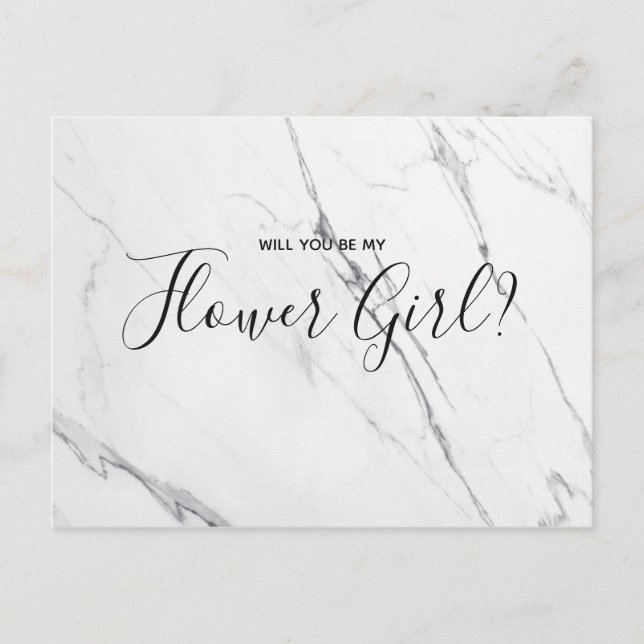Hochzeitsblume | White Marble Script Postcard Einladungspostkarte (Vorderseite)