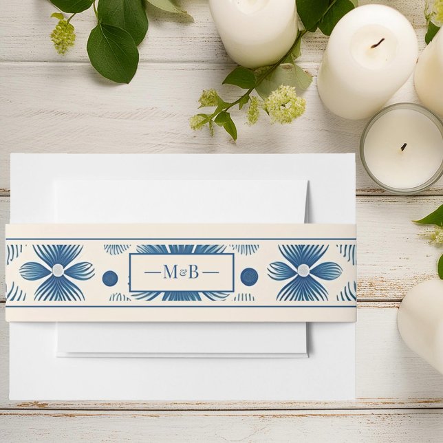 Hochzeitsblumen aus dem Mittelalter | Creme | Mono Einladungsbanderole (Von Creator hochgeladen)