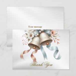 Hochzeitsblumen Bells Pink Blue Ribbons Schöne Dankeskarte