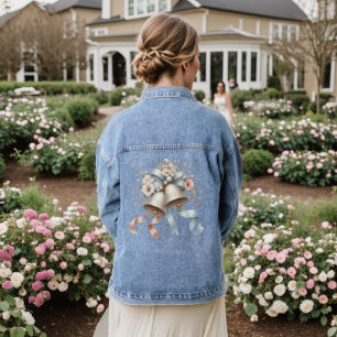 Hochzeitsblumen Bells Pink Blue Ribbons Schöne Jeansjacke