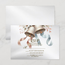 Hochzeitsblumen Bells Pink Blue Ribbons Schöne RSVP Karte