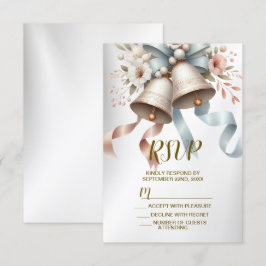 Hochzeitsblumen Bells Pink Blue Ribbons Schöne RSVP Karte