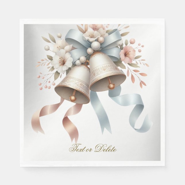 Hochzeitsblumen Bells Pink Blue Ribbons Schöne Serviette (Vorderseite)