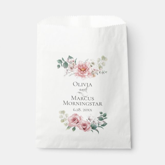 Hochzeitsblumen Blassspanisches Rosa Geschenktütchen (Vorderseite)