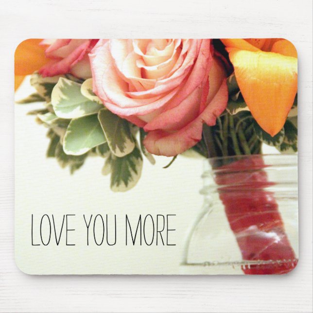 Hochzeitsblumen Rosa-Orange-Rose anpassen Mousepad (Vorne)
