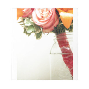 Hochzeitsblumen Rosa-Orange-Rose anpassen Notizblock