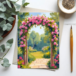 Hochzeitsblumenbogen | Aquarell-Hochzeitsmalerei Postkarte