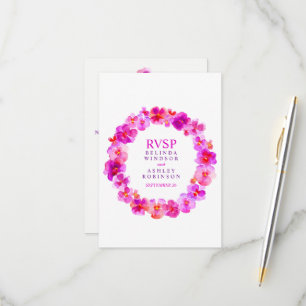 Hochzeitsblumenkranz-Pink RSVP Karte