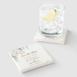 Hochzeitsblumenöle Save the Date Steinuntersetzer