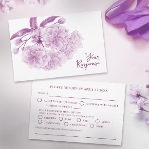 Hochzeitsblüte lila RSVP karte