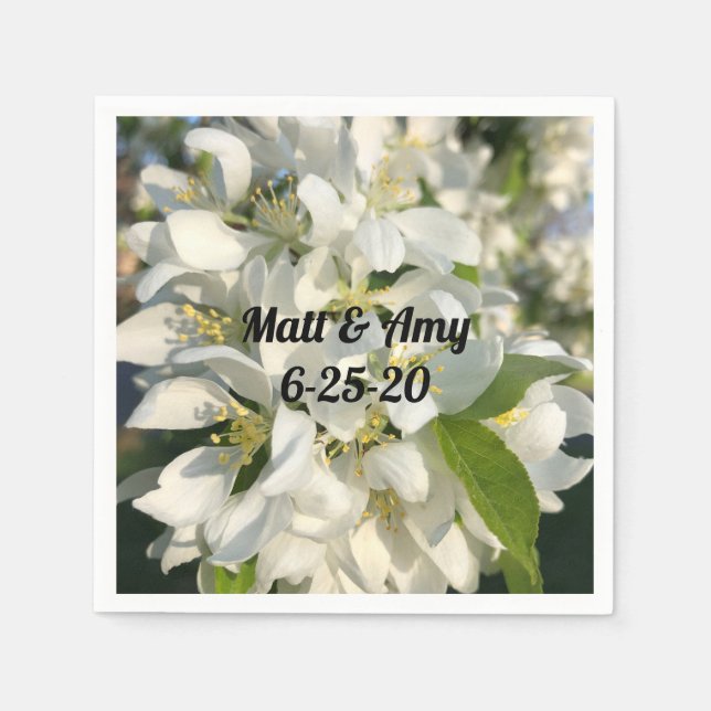 Hochzeitsblüten Personalisierter Cocktail Napkin Serviette (Vorderseite)