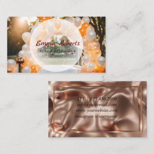 Hochzeitsbogen im Freien weiße orangefarbene Ballo Visitenkarte