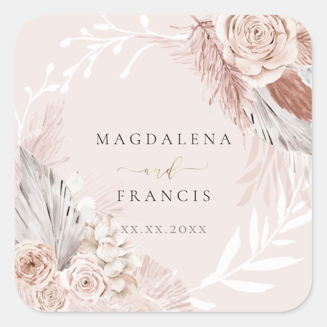 Hochzeitsboho Quadratischer Aufkleber (Vorderseite)