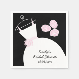 Hochzeitsbraun Rosa Brautparty 'Text' schwarz Serviette