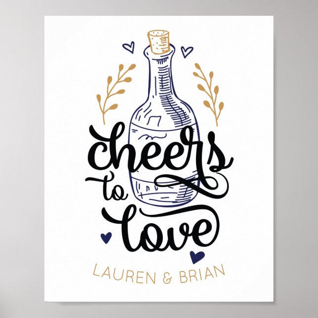Hochzeitsbrause-Poster 'Prost auf die Liebe' Poster (Vorne)