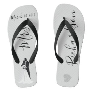 Hochzeitsbraut Flip Flops Personalisiert Datum Nam