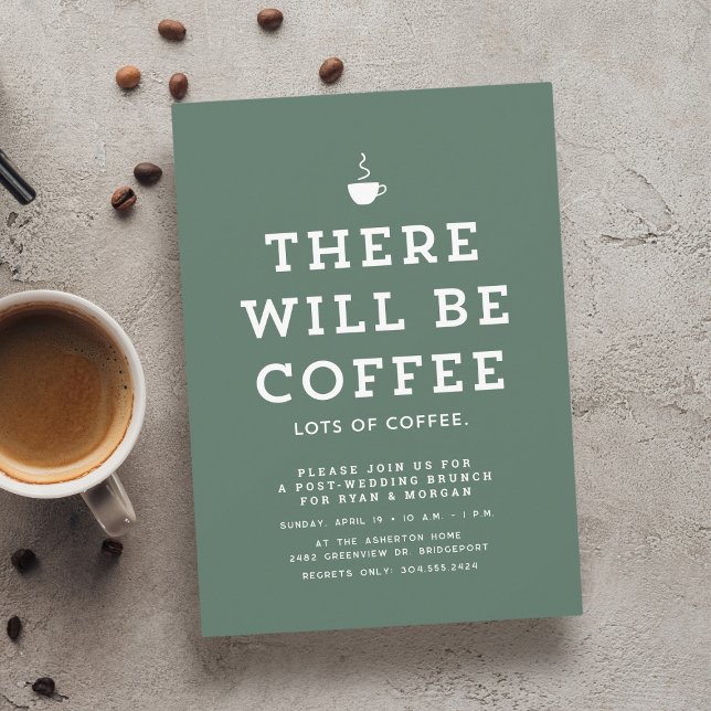 Hochzeitsbrunch-Spaß einfacher Salbei-grüner Kaffe Einladung (Von Creator hochgeladen)