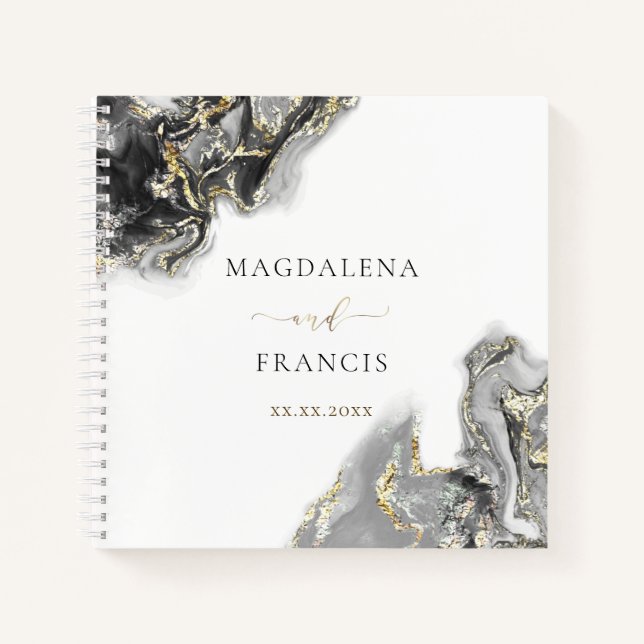 Hochzeitsbuch aus schwarzem Marmor Notizbuch (Vorderseite)