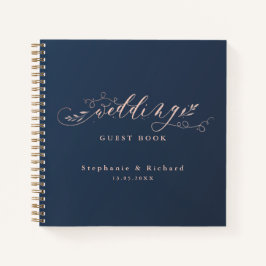 Hochzeitsbuch der Marine und der Rosa Foliage Notizbuch