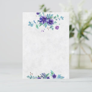 Hochzeitsbudget Blanko lila Aquarell Blumenmuster Einladung