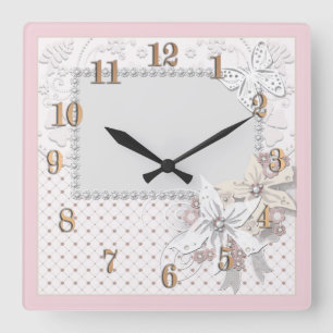 Hochzeitsbukett Quadratische Wanduhr