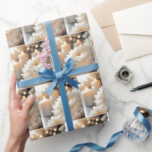 Hochzeitschrysantheme-Blume und Kerzen Geschenkpapier