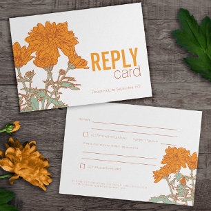 Hochzeitschrysantheme orange Herbst Hochzeit RSVP Einladung