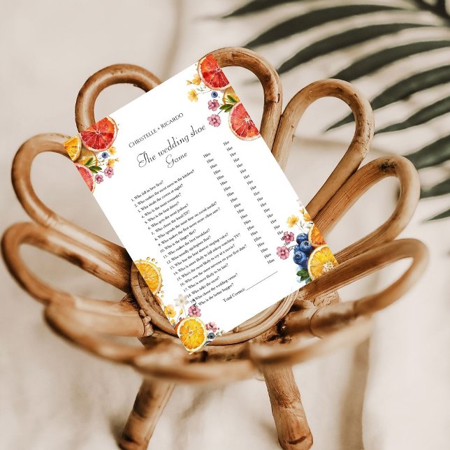 Hochzeitschuh-Citrus-Brautparty-Spielkarte Einladung (Von Creator hochgeladen)