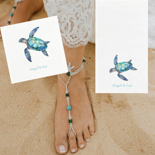 Hochzeitscocktail am personalisierten Meeresschild Serviette