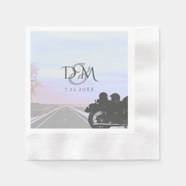 Hochzeitscocktail an der Rezeption für Motorräder Serviette (Vorderseite)