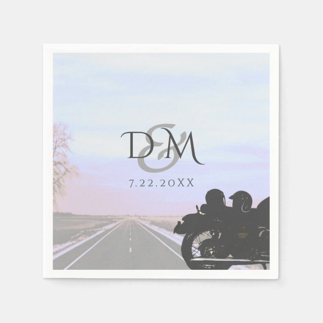 Hochzeitscocktail an der Rezeption für Motorräder Serviette (Vorderseite)