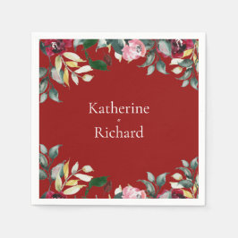 Hochzeitscocktail der Roten Rose Wasserfarbe Serviette