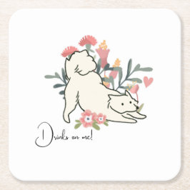 Hochzeitscocktail für Hunde Rechteckiger Pappuntersetzer