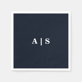 Hochzeitscocktail für Navy & White Monogram Serviette