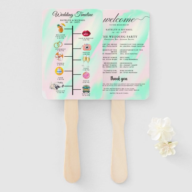 Hochzeitscocktail - Icon Wedding Willkommen Fächer (Vorne und Hinten)